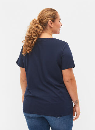 Jule t-shirt i bomuld, Navy Blazer Text, Model image number 1