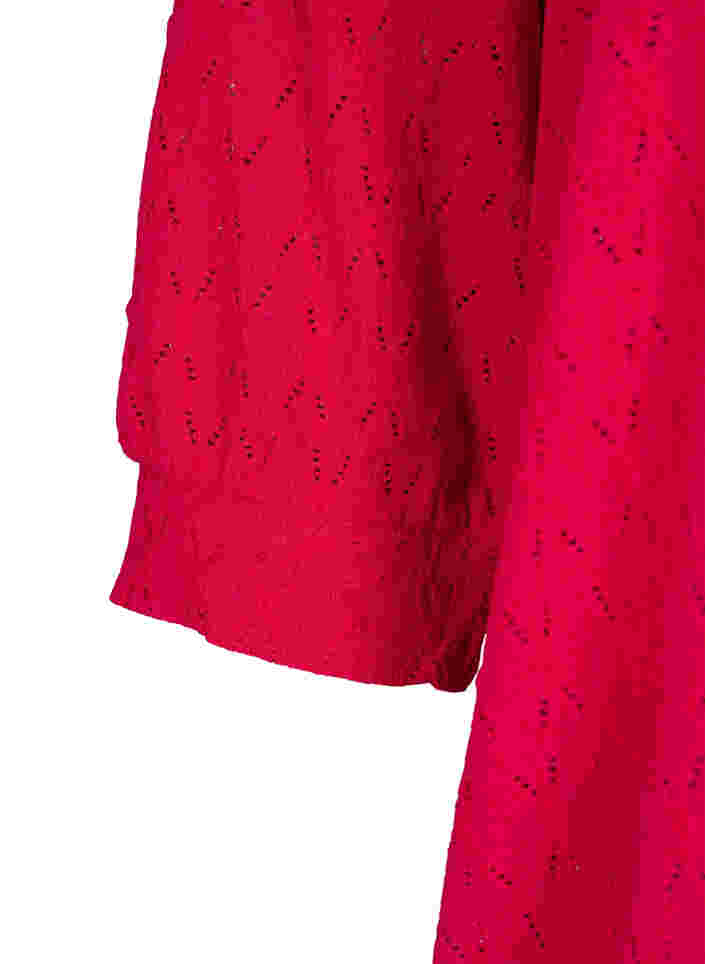 Bluse med 3/4 ærmer og strukturmønster, Love Potion, Packshot image number 2