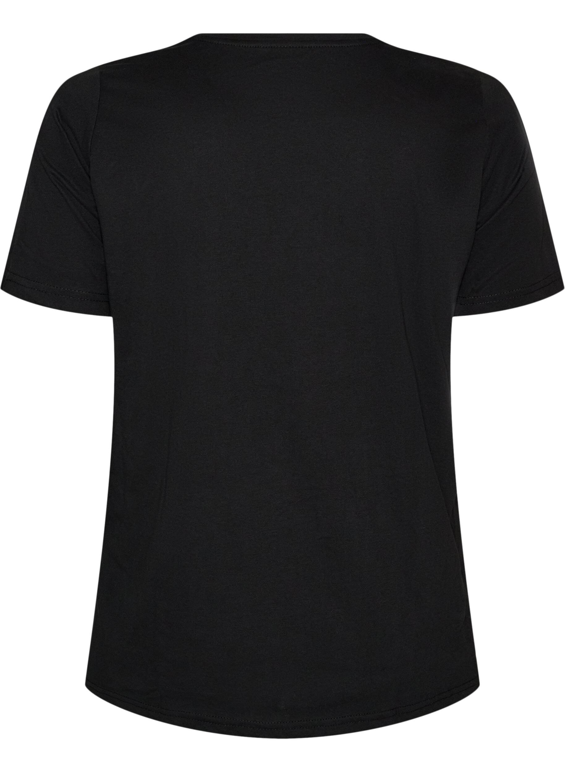ZizziT-shirt med motiv, Sort, Packshot image number 1