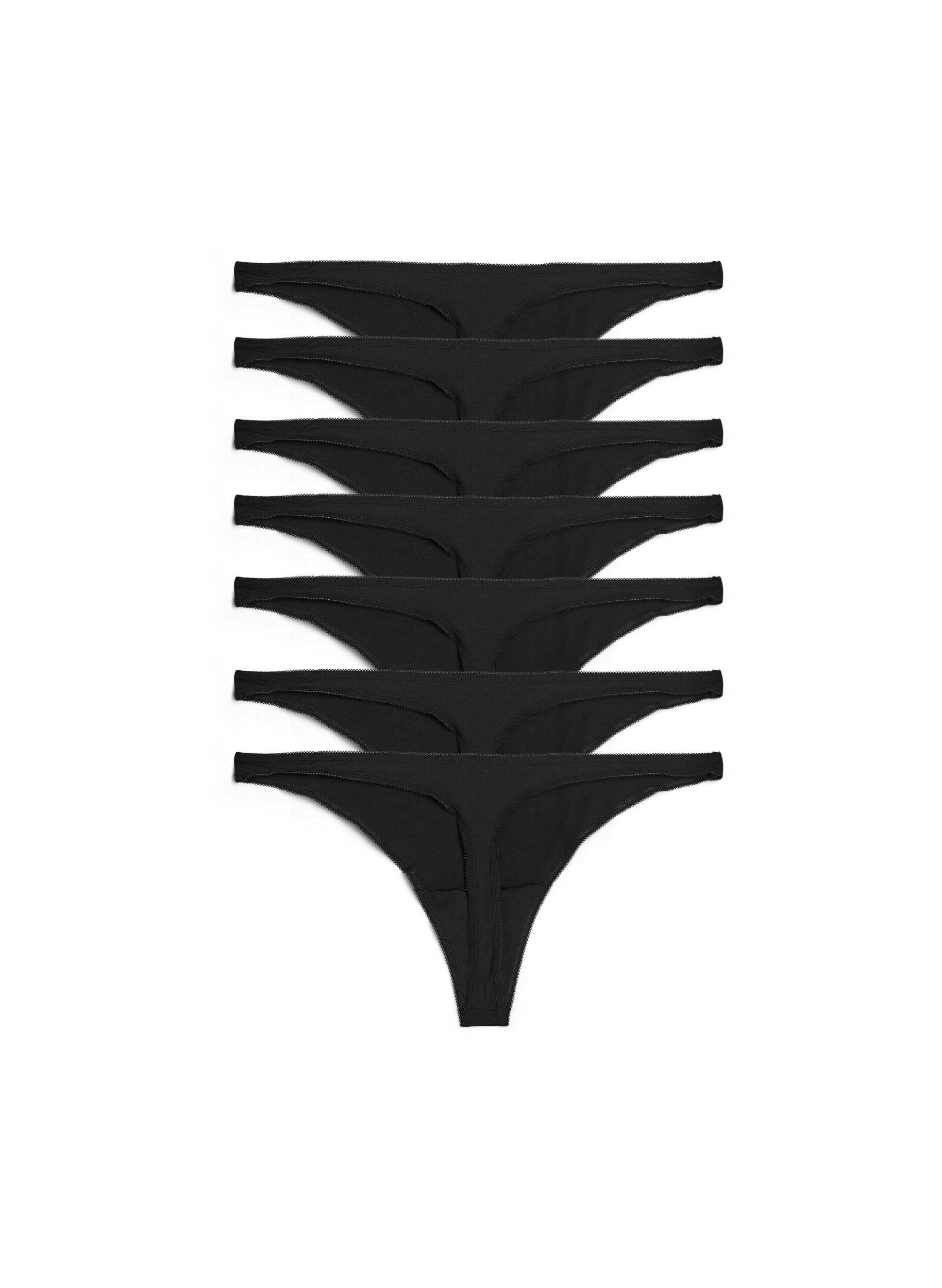 Zizzi 7-pak g-streng i bomuld med lav talje, Sort, Packshot image number 1