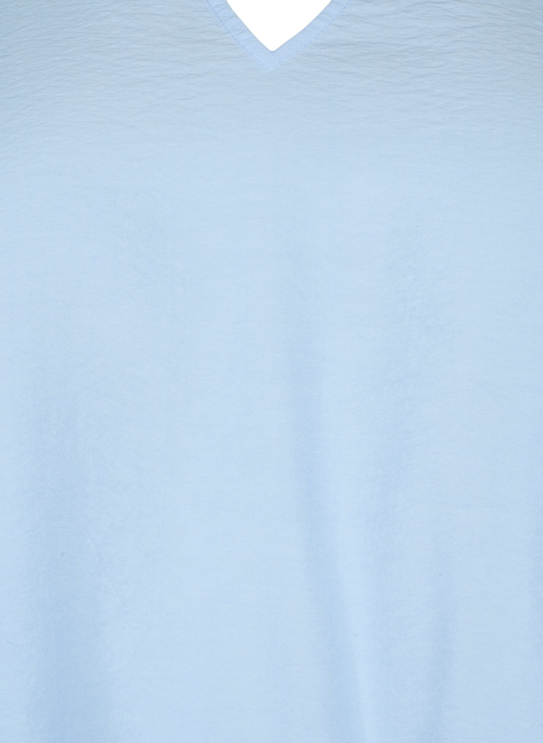 Zizzi Viskosebluse med korte &aelig;rmer og broderi, Bl&aring;, Packshot image number 2