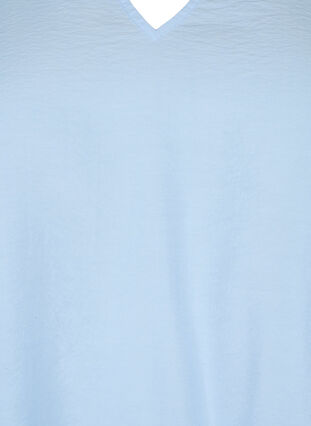 Viskosebluse med korte ærmer og broderi, Chambray Blue, Packshot image number 2