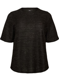 Bluse med struktur og glimmer, Sort