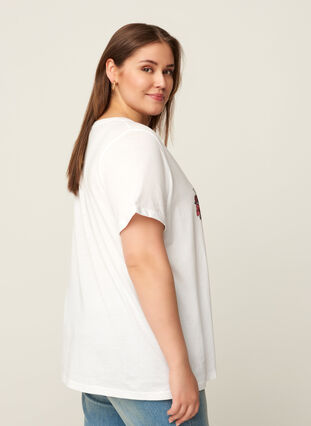 Kortærmet t-shirt med print, Bright White, Model image number 1