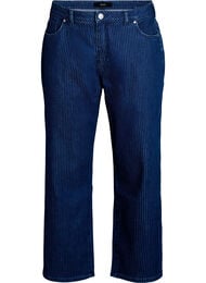 Nålestribede jeans med straight fit, Blå