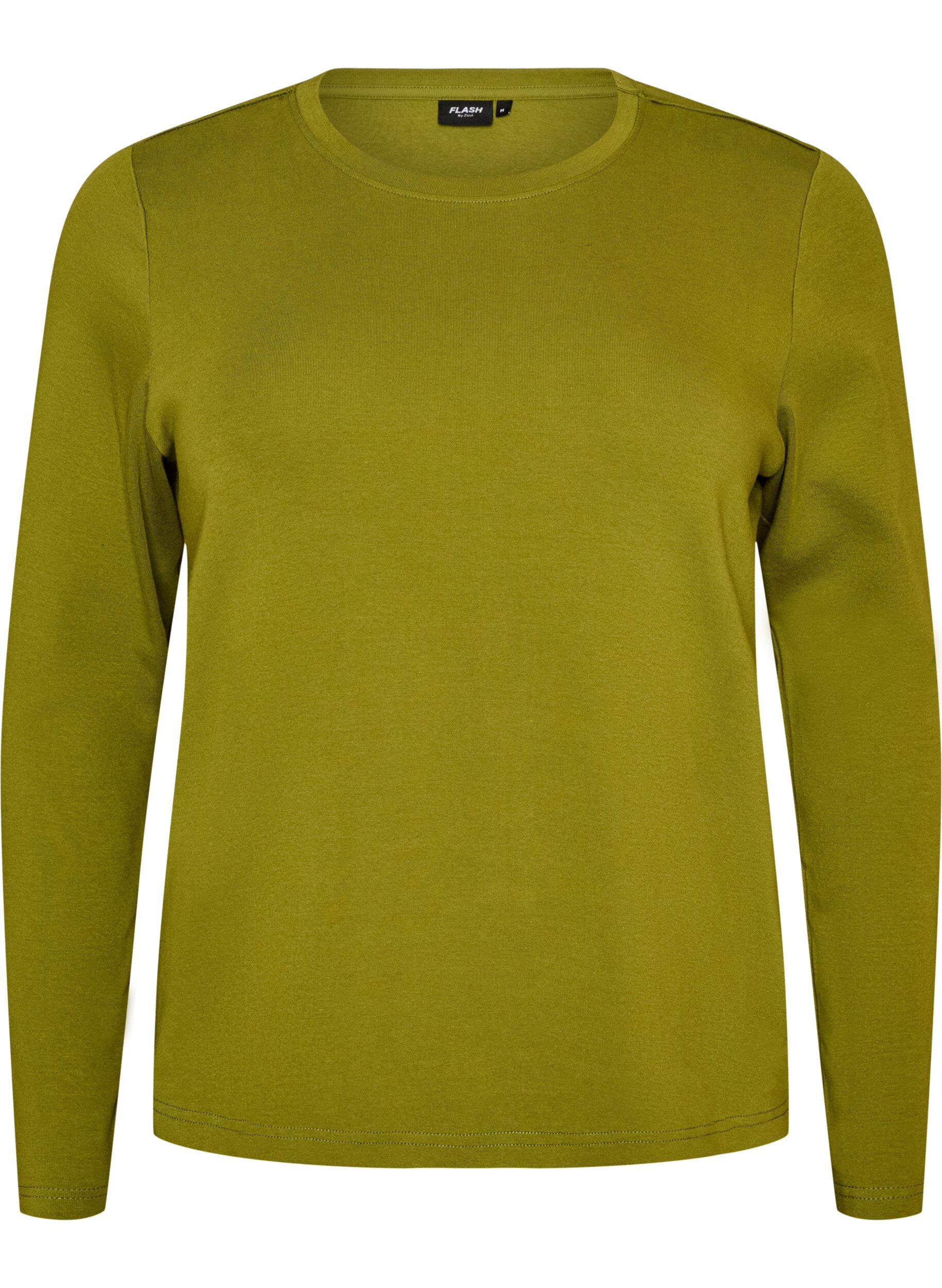 ZizziLang&aelig;rmet basis T-shirt med rund hals, Gr&oslash;n, Packshot image number 0