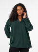 Bluse med smock manchetter og V-udsk&aelig;ring, Gr&oslash;n, Model image number 0