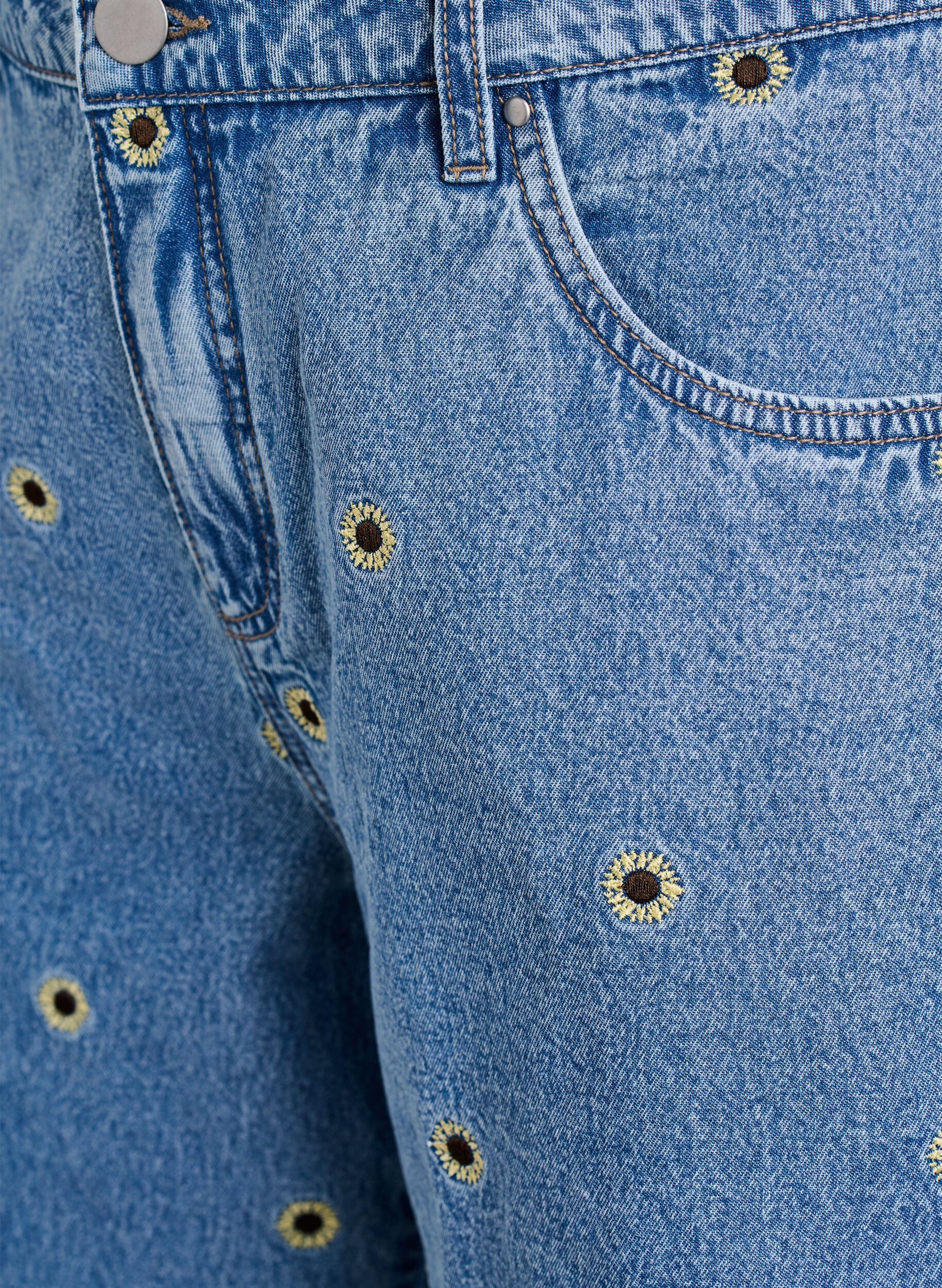 ZizziDenim shorts med broderede blomster, Bl&aring;, Packshot image number 2