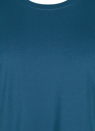 Kortærmet kjole i bomuld med slids, Majolica Blue, Packshot image number 2