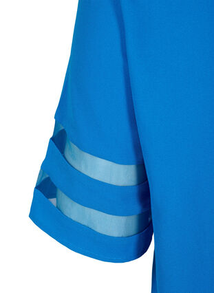 Kortærmet bluse med v-udskæring, Princess Blue, Packshot image number 3