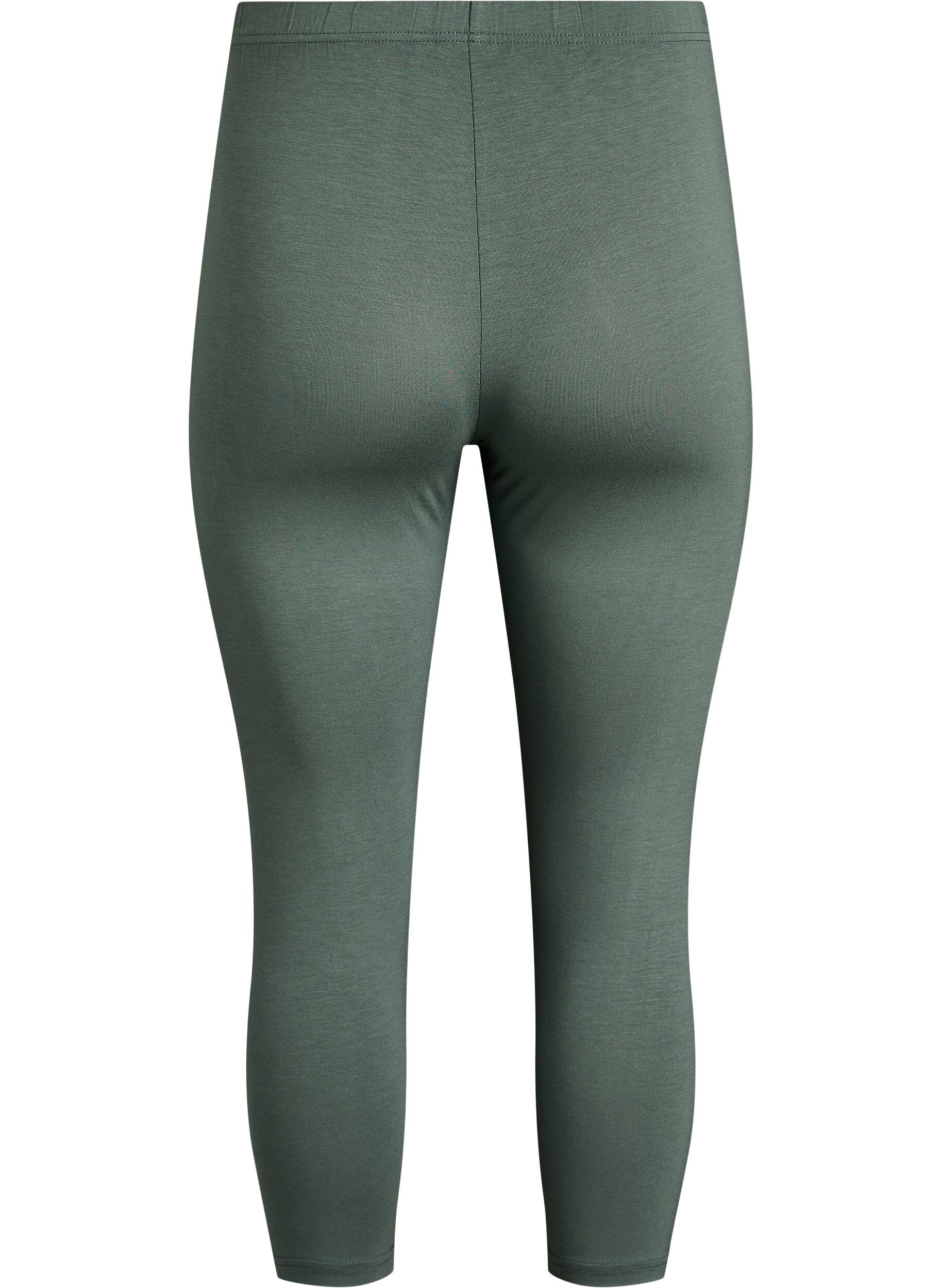 ZizziBasis 3/4 leggings i viskose, Gr&oslash;n, Packshot image number 1