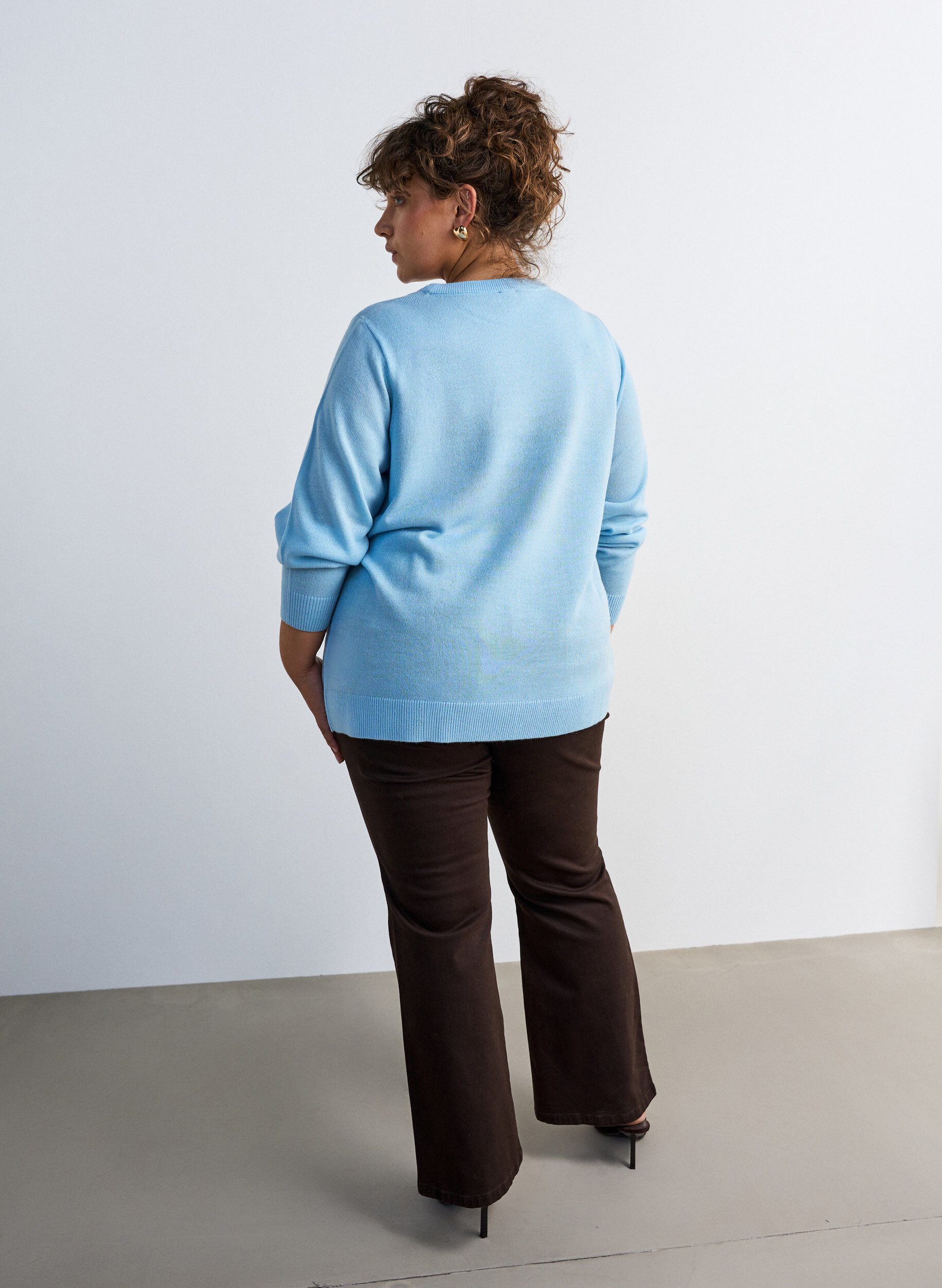ZizziStrikbluse med julemotiv, Bl&aring;, Model image number 2