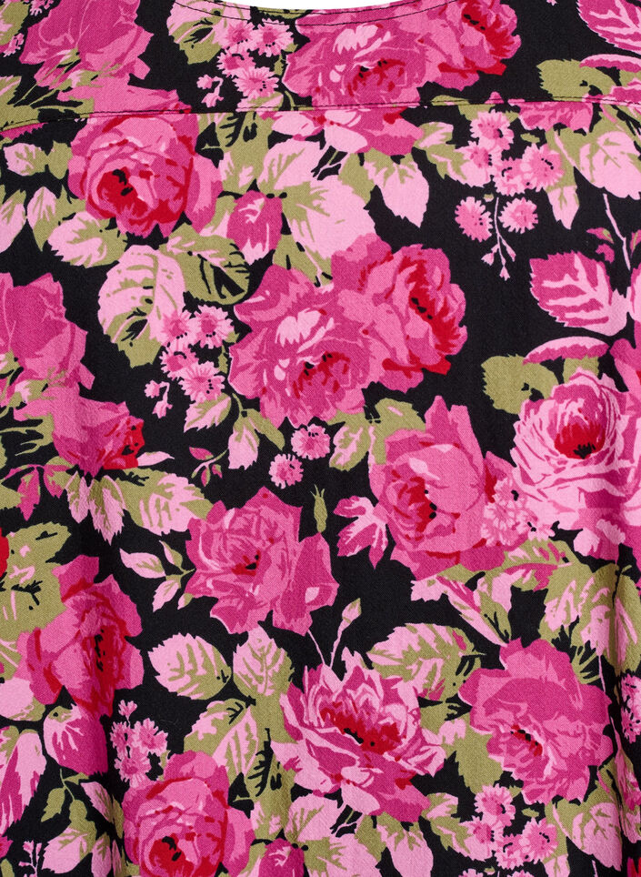 Kortærmet bomuldskjole med print, Sort, Packshot image number 2