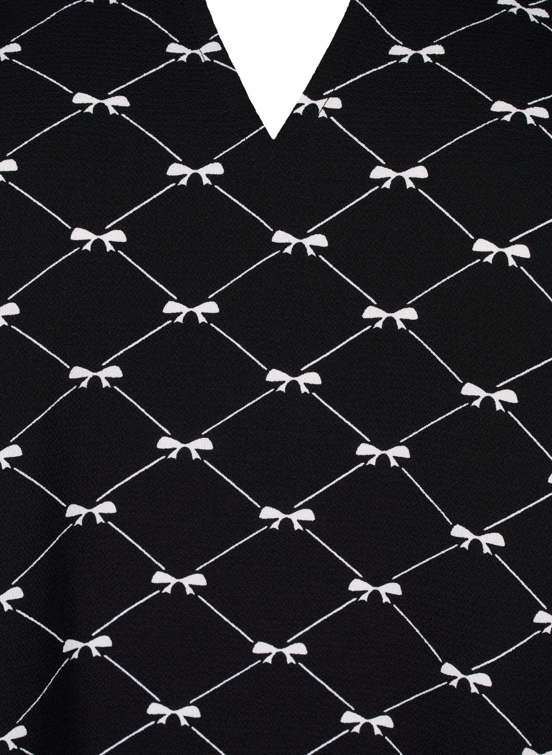 Zizzi V-hals bluse med sl&oslash;jfeprint, Black Bow AOP, Packshot image number 2