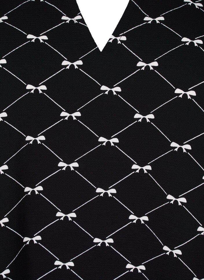 V-hals bluse med sløjfeprint, Black Bow AOP, Packshot image number 2