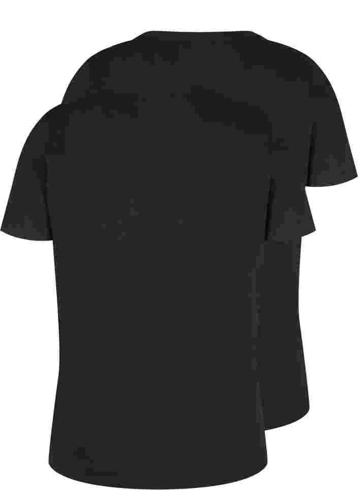 2-pak kortærmet t-shirt i bomuld, Black/Black, Packshot image number 1