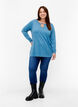 Meleret bluse med lange ærmer, Legion Blue Mel., Model image number 2