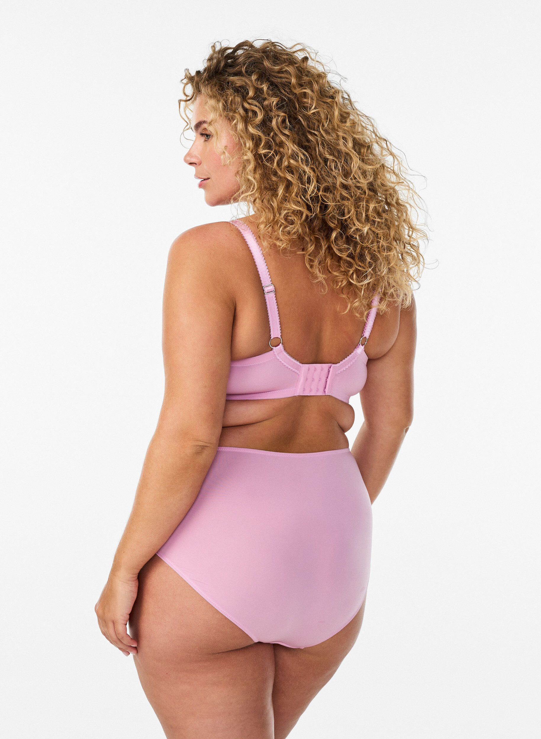 Zizzi Trusse i mikrofiber med mesh og blomsterbroderi, Lyser&oslash;d, Model image number 1