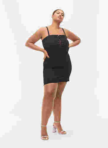 Kropsnær kjole med snøredetalje, Black, Model image number 3