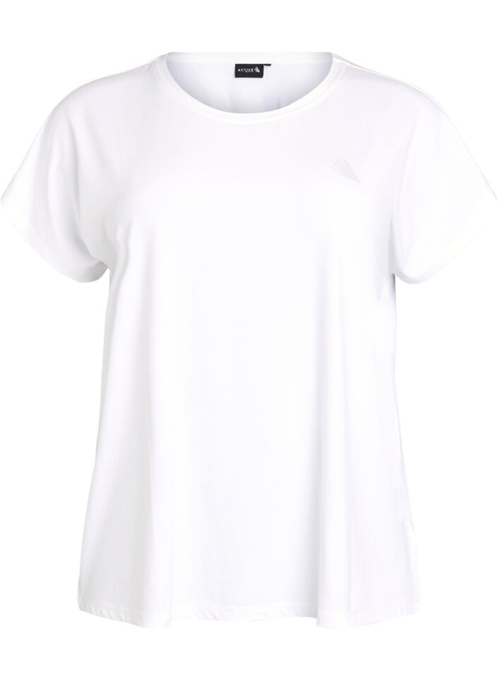 Ensfarvet trænings t-shirt, Hvid, Packshot image number 0