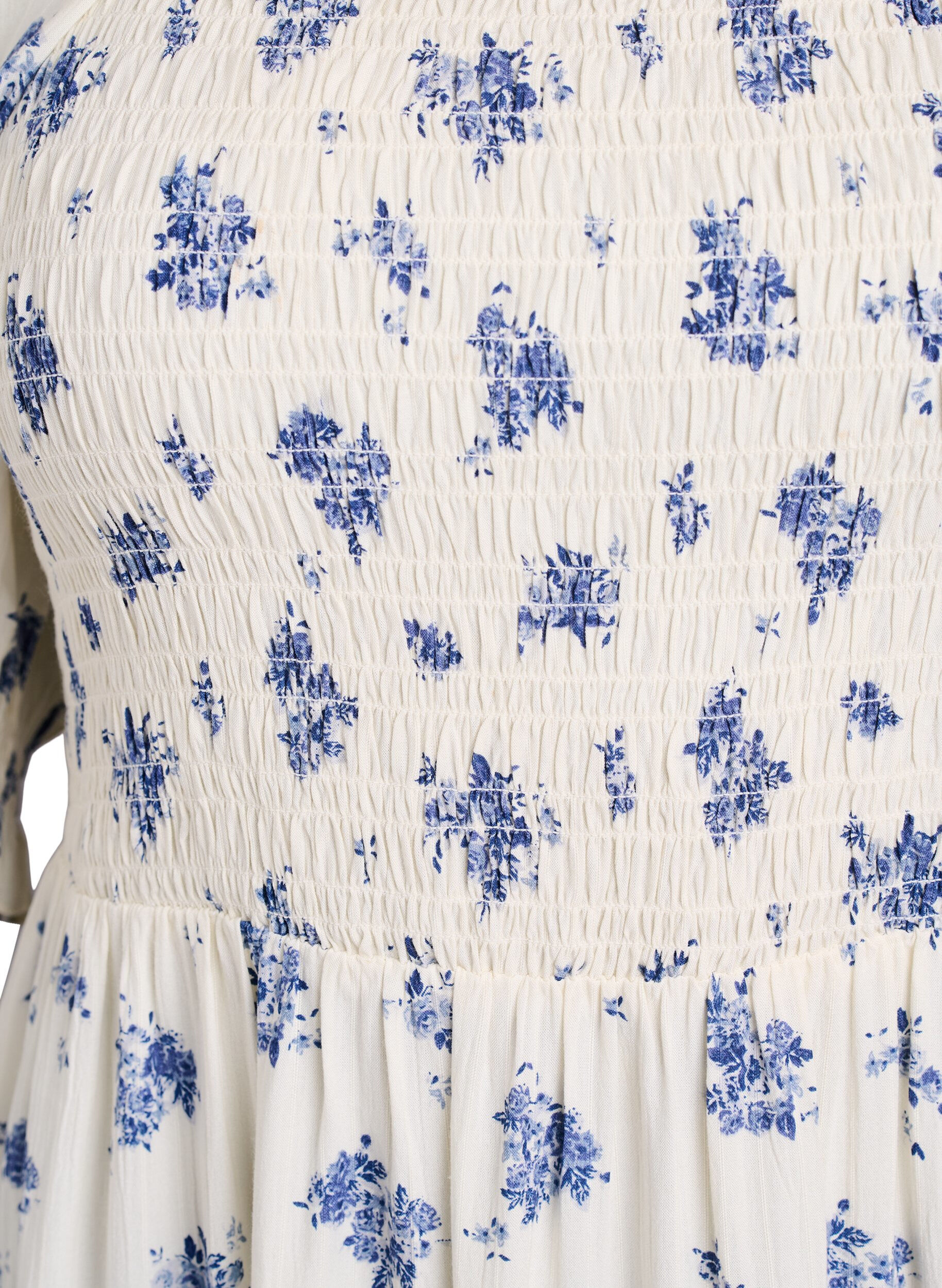 ZizziBlomstret sommerkjole i viskose, Hvid, Packshot image number 2