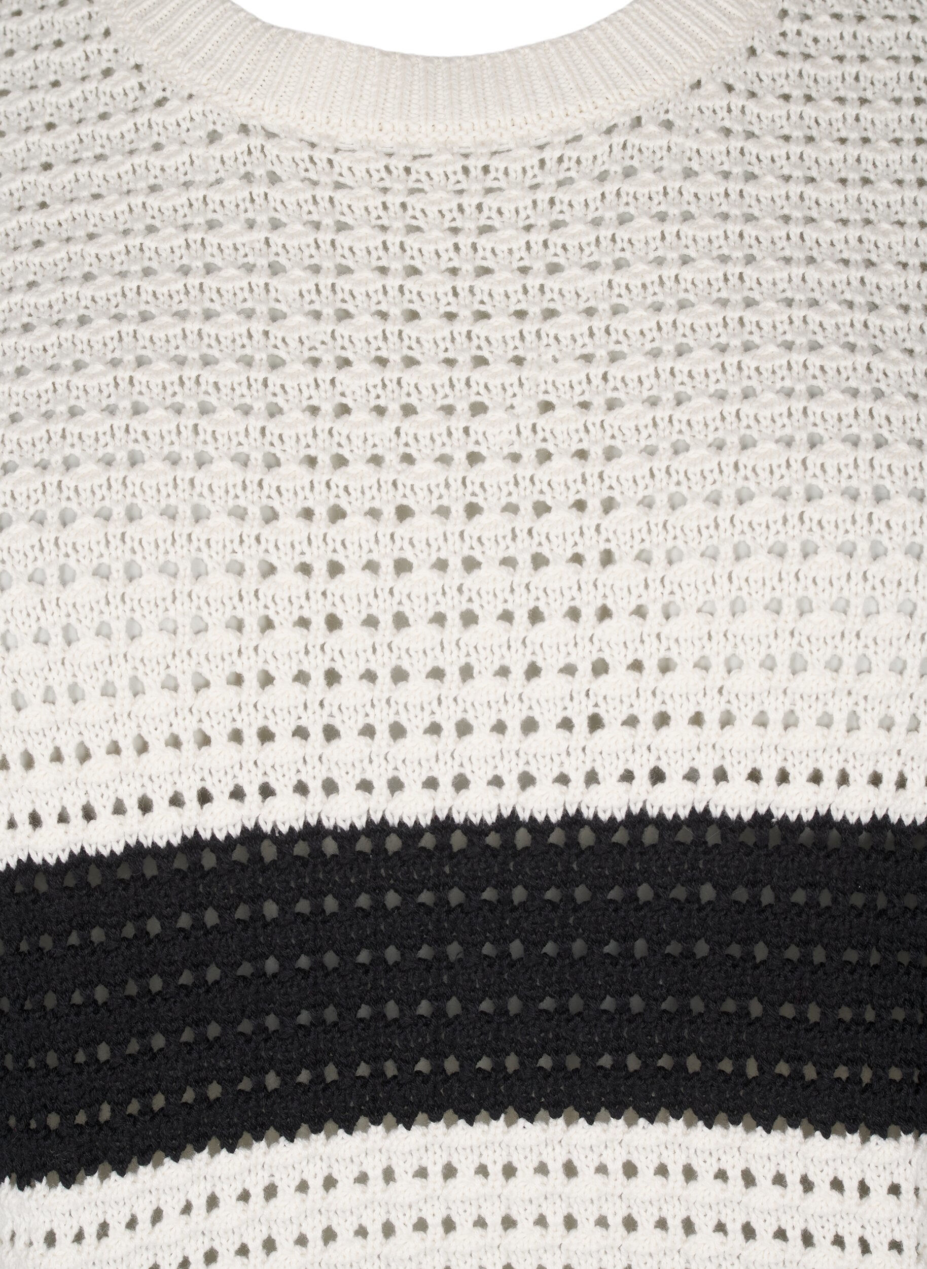 Zizzi Lang&aelig;rmet strikbluse med striber, Vanilla, Packshot image number 2