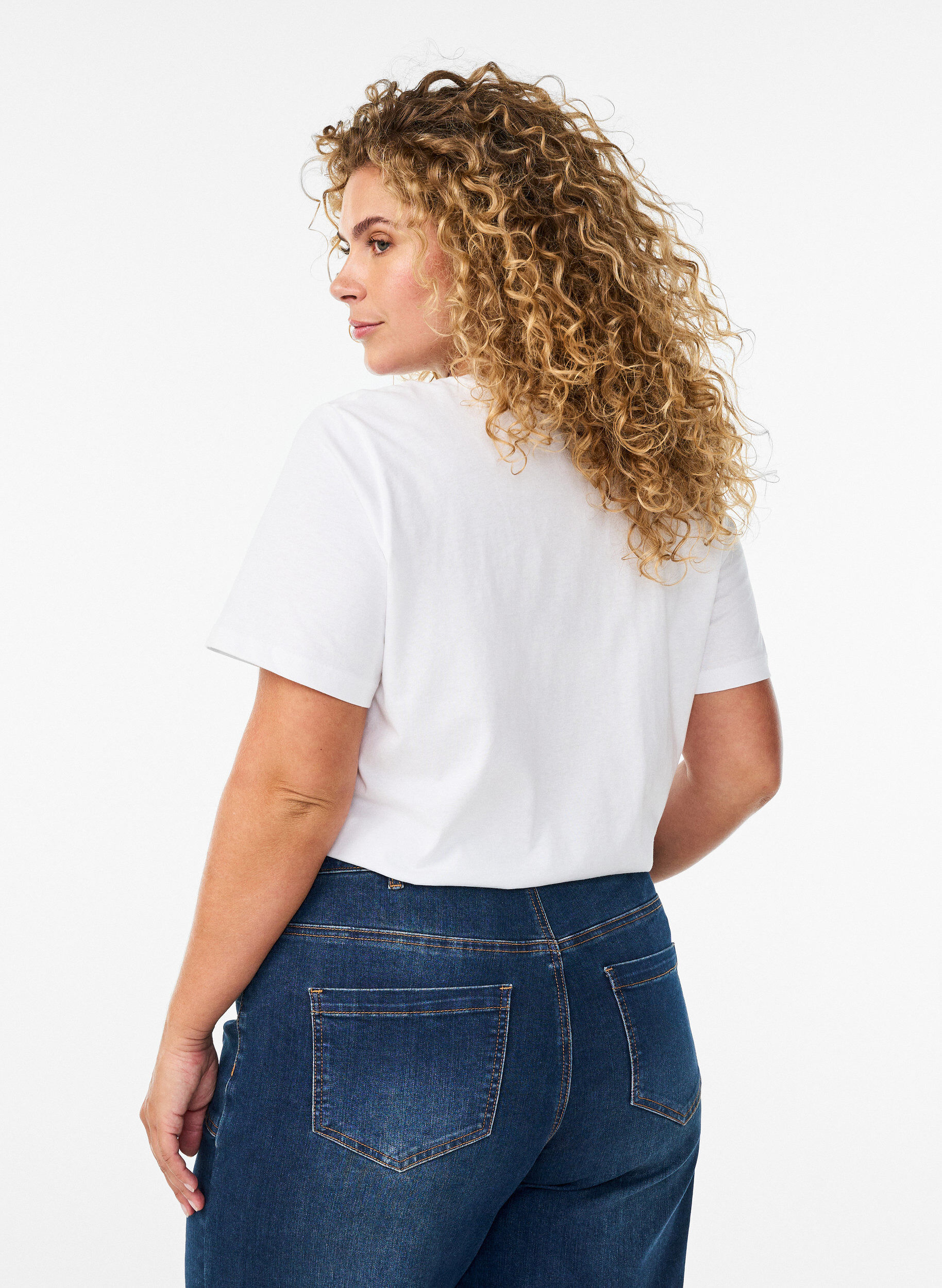 ZizziT-shirt i &oslash;kologisk bomuld med citrusprint, Hvid, Model image number 2