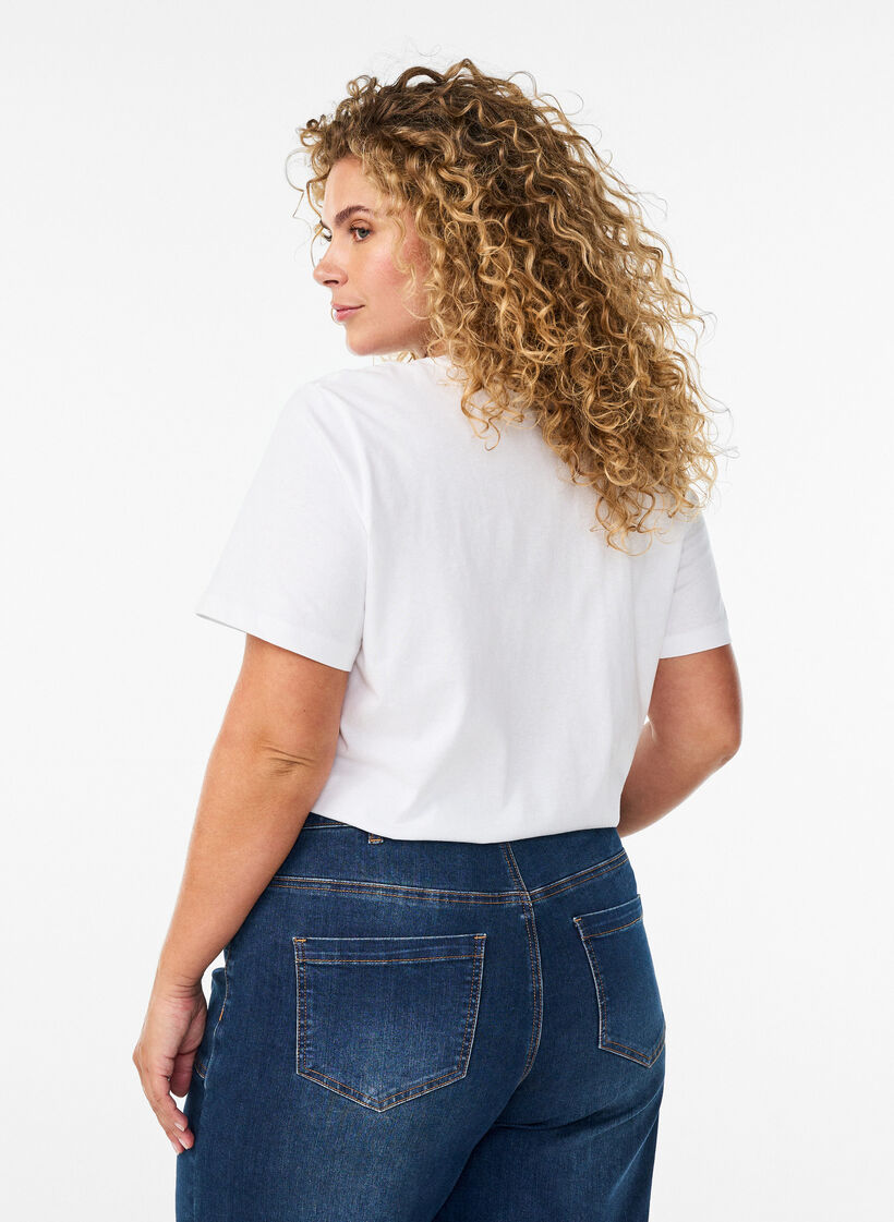 T-shirt i &oslash;kologisk bomuld med citrusprint, Hvid, Model image number 2