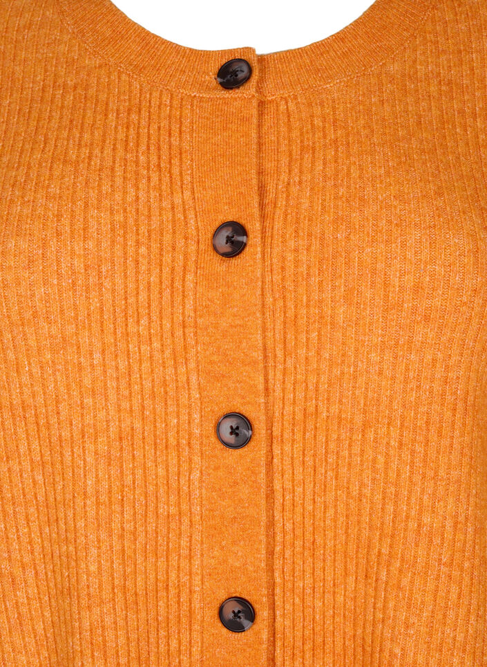 Ribstrikket cardigan med knapper, Orange, Packshot image number 2