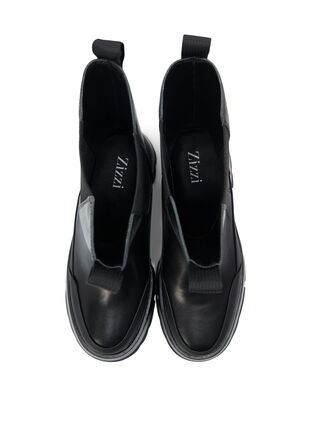 Wide fit læderstøvle med chunky sål, Black, Packshot image number 2