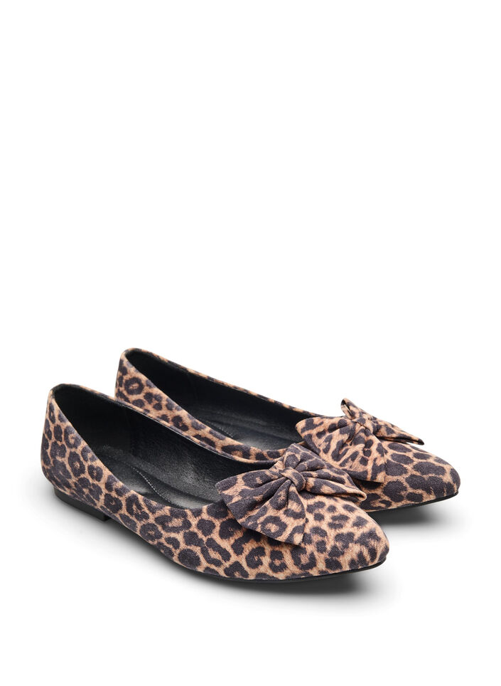 Wide fit - Ballerina med sløjfe, Brun, Packshot image number 1