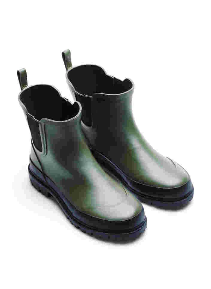 Kort gummistøvle med wide fit , Army Green/Black, Packshot image number 2