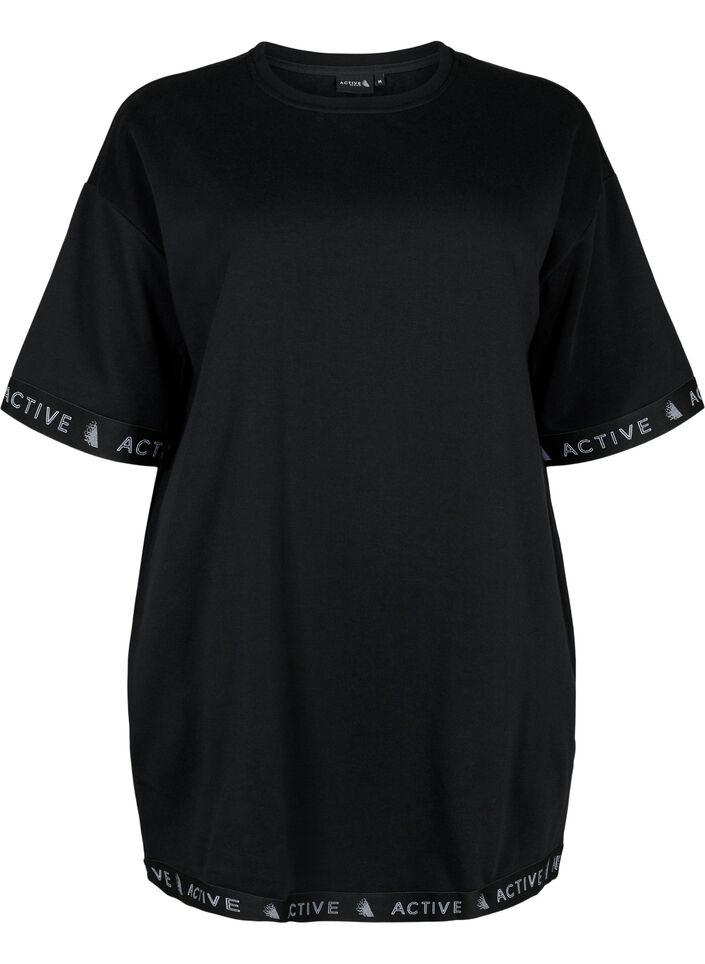 Lang sweatshirt med 1/2 ærmer, Black, Packshot image number 0
