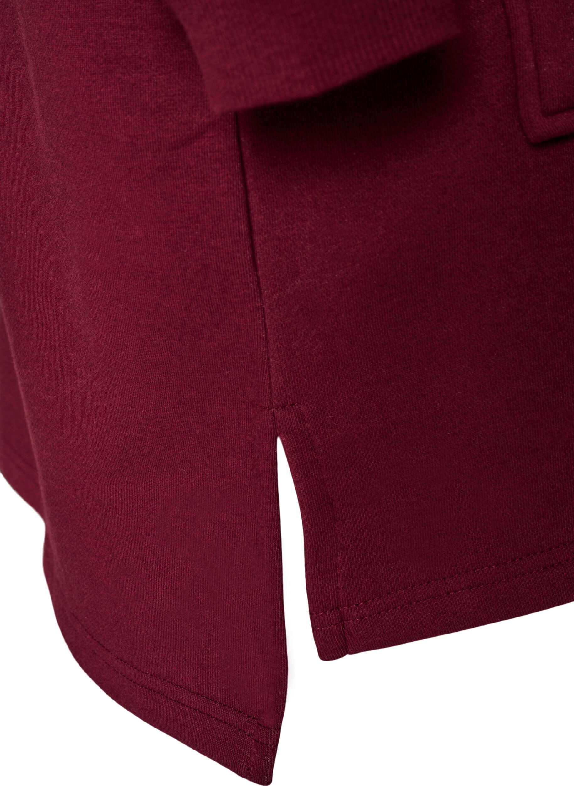 ZizziLang hoodie-cardigan med lynl&aring;s, R&oslash;d, Packshot image number 4