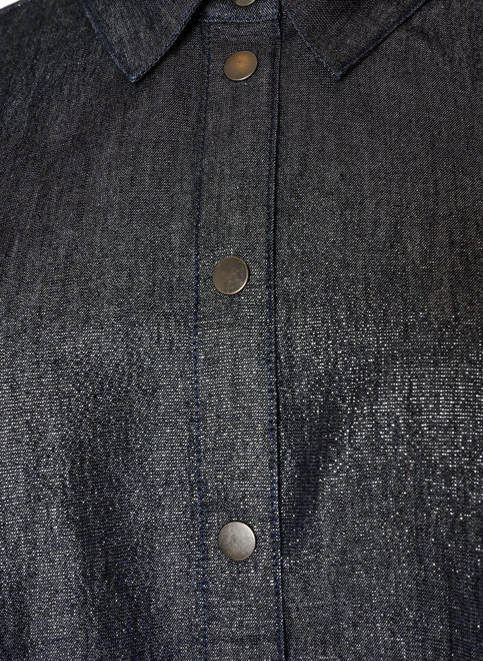 Denimskjorte med glimmertr&aring;d og 3/4-&aelig;rmer, Gr&aring;, Packshot image number 2