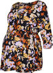 Graviditets bluse i viskose med blomsterprint, Black Flower AOP, Packshot image number 0