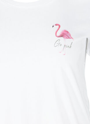 Kortærmet t-shirt med print, White Flamingo, Packshot image number 2