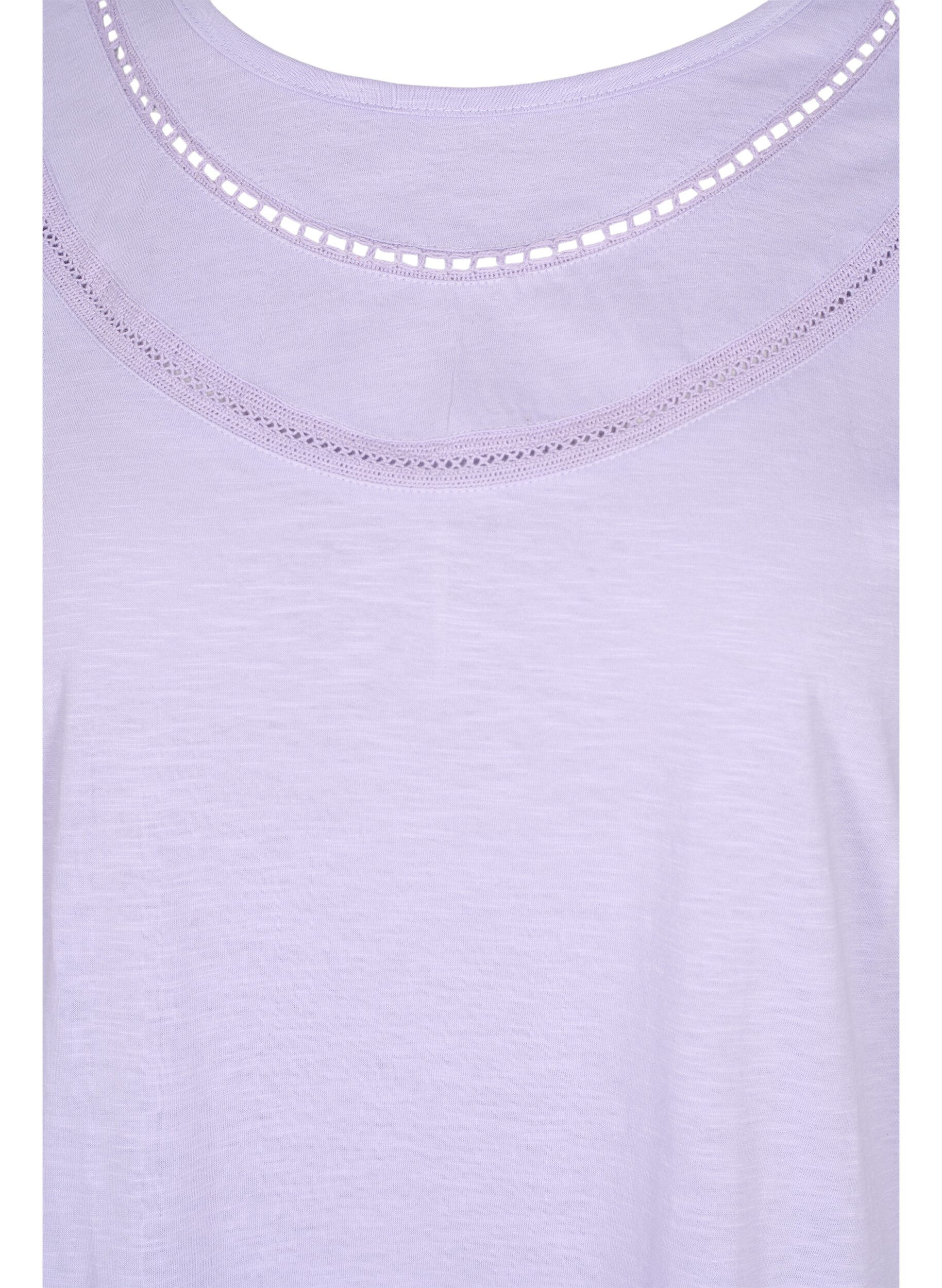Zizzi Bomulds t-shirt med blondeb&aring;nd, Lavender, Packshot image number 2
