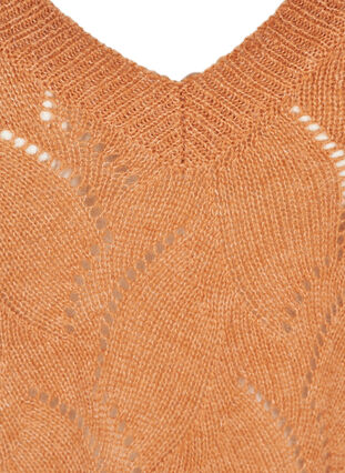 Mønstret strikbluse med uld, Amber Brown MEL, Packshot image number 2