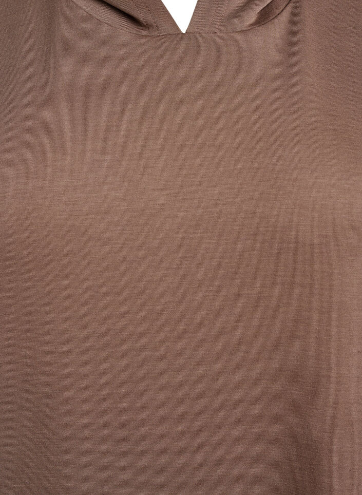 Kortærmet sweatkjole i modal-mix, Brun, Packshot image number 2
