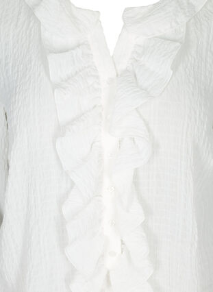 Bluse med flæser, Bright White, Packshot image number 2