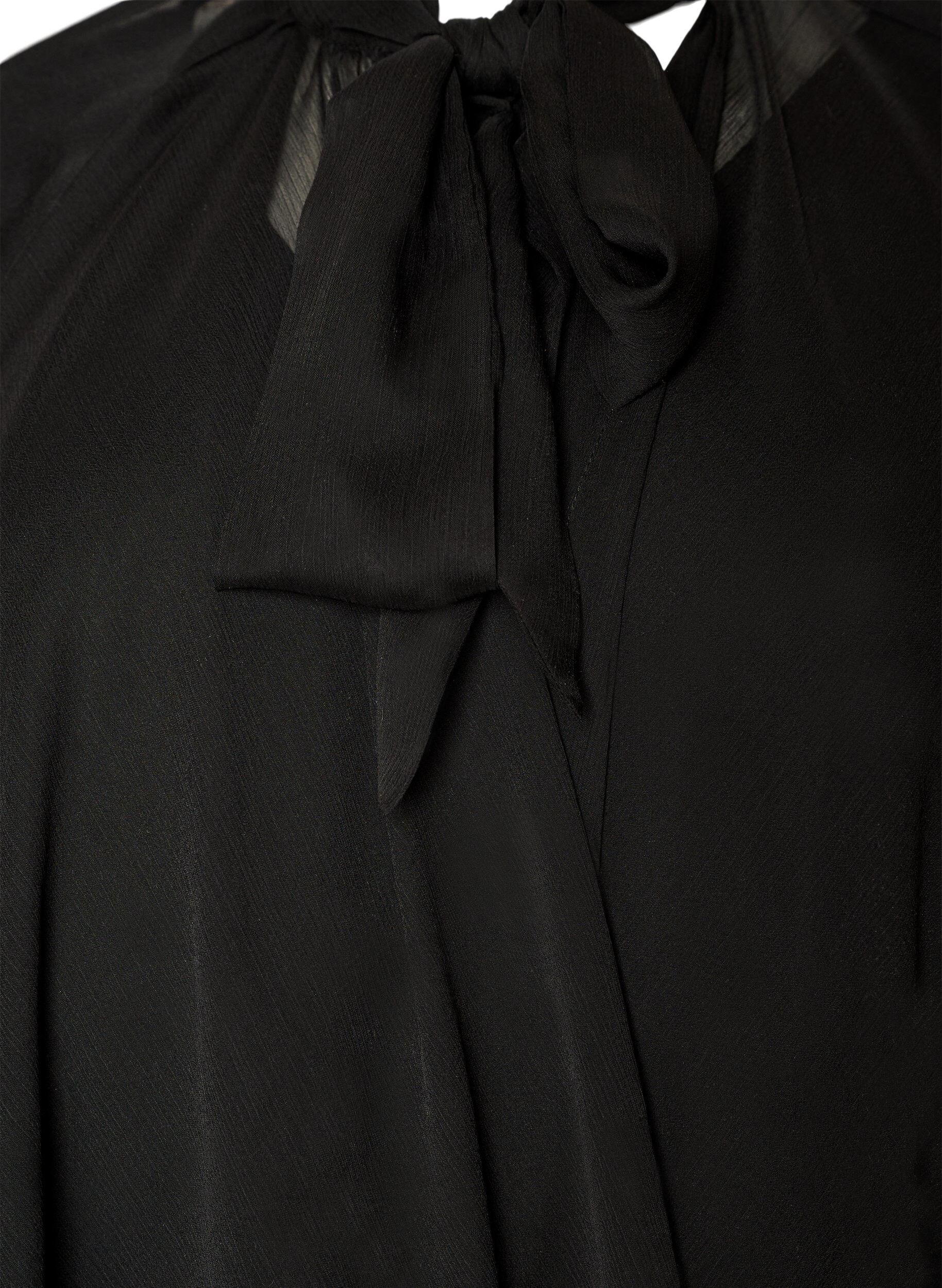Zizzi&AElig;rmel&oslash;s kjole med chiffon-kappe, Sort, Packshot image number 2