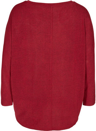 Ensfarvet bluse med lange ærmer, Red, Packshot image number 1