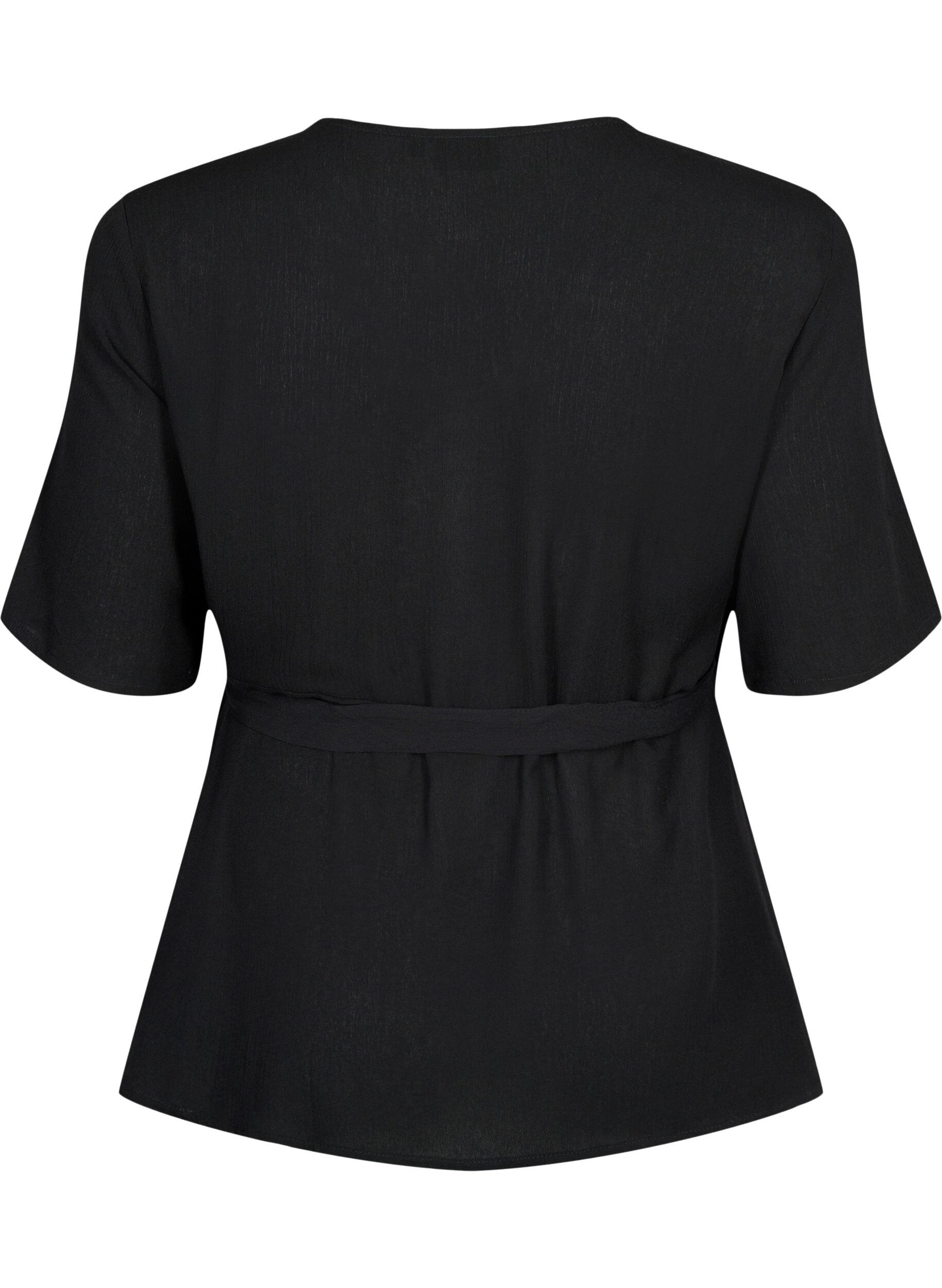 Zizzi Viskosebluse med wrap, Black, Packshot image number 1