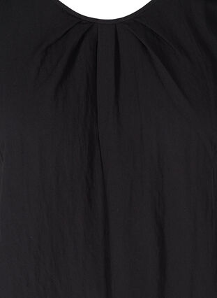 Kortærmet viskose bluse med rund hals , Black, Packshot image number 2