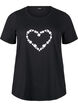 FLASH - T-shirt med motiv, Black Flower Heart , Packshot image number 0