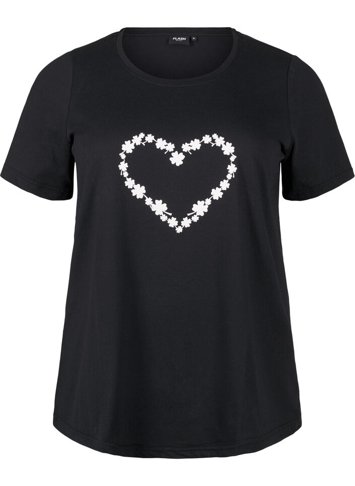 FLASH - T-shirt med motiv, Black Flower Heart , Packshot image number 0