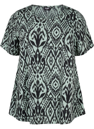 FLASH - Bluse med korte ærmer og print, Green Bay Ehnic, Packshot image number 0