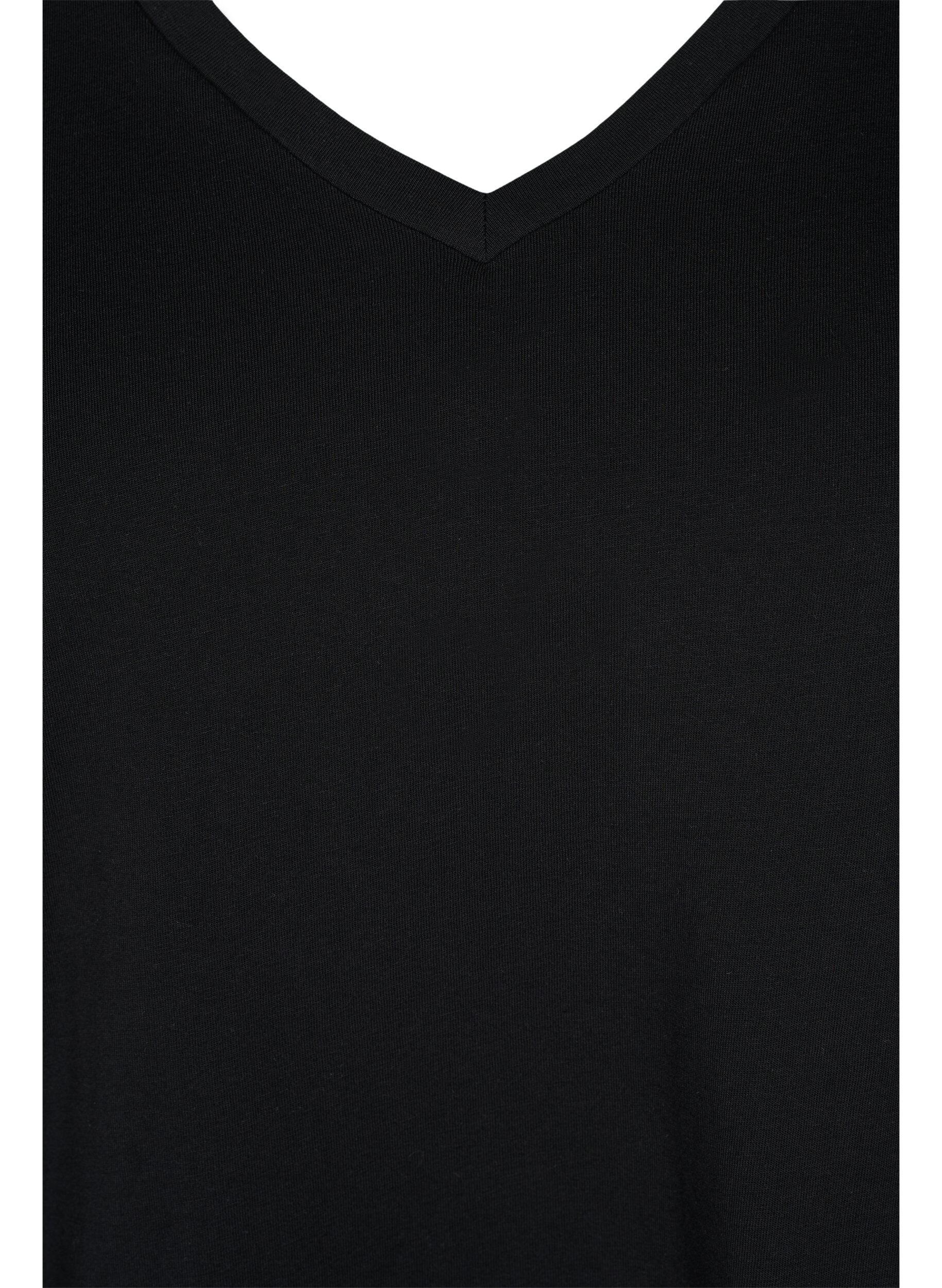Zizzi 2-pak basis t-shirt i bomuld, Black/Bright W, Packshot image number 2