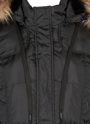 Vinterjakke med aftagelig hætte, Black, Packshot image number 2